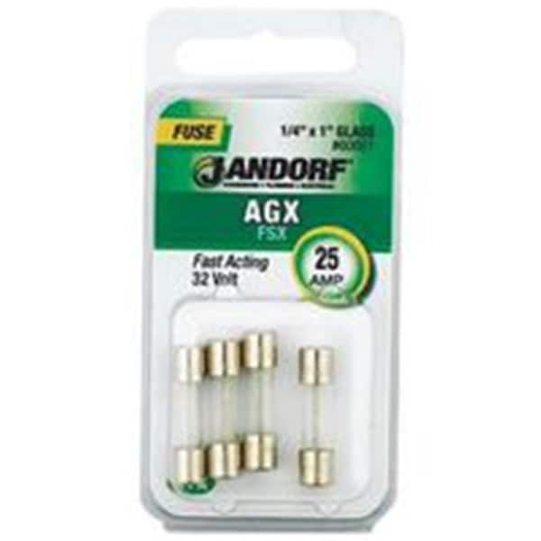 Jandorf Glass Fuse, AGX Series, Fast-Acting, 25A, 32V AC 3398237 - main